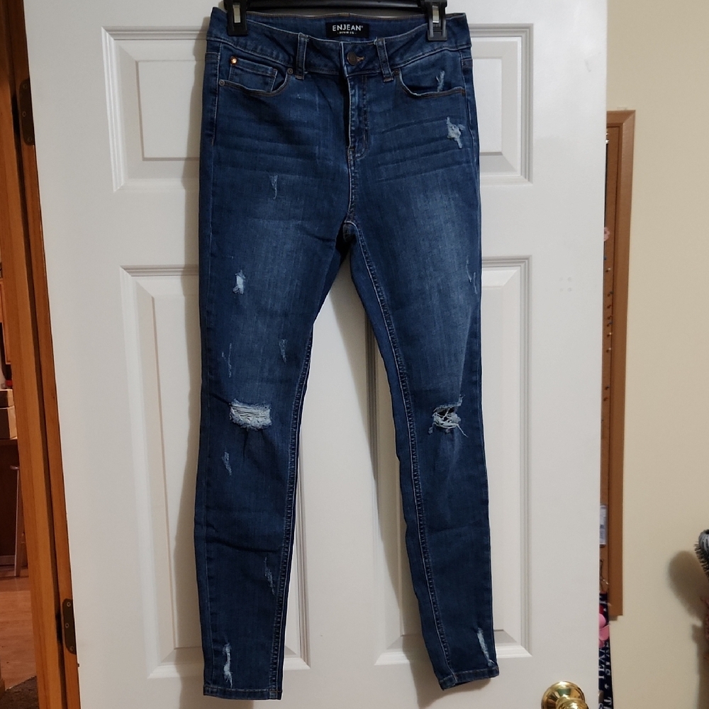 Women's Blue Distressed Jeans, Enjean